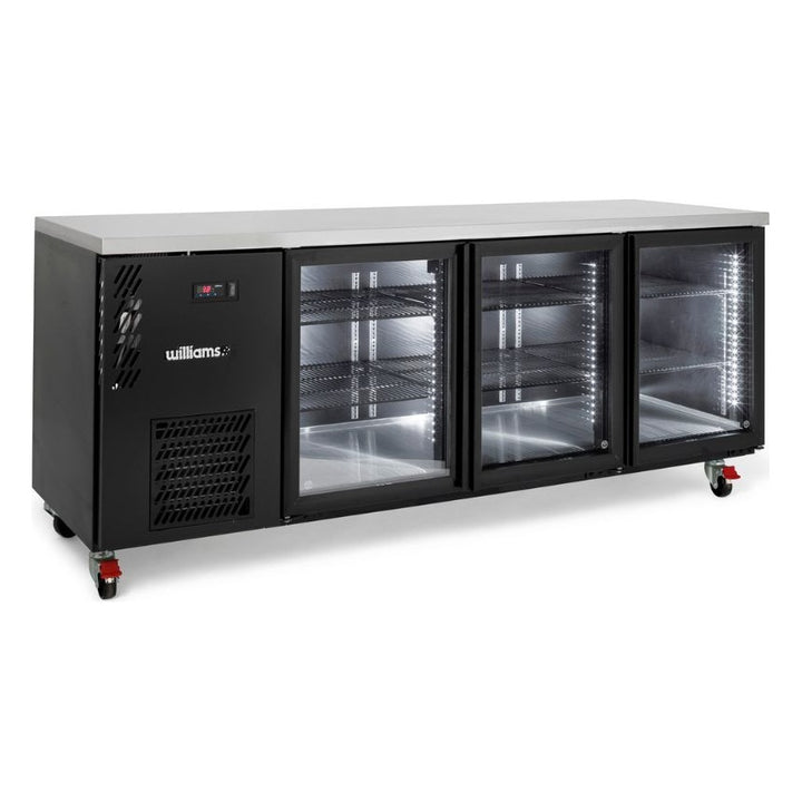 Williams Cameo Mini - Three Glass Door Black Colorbond Under Counter Display Fridge - HCM3UGBHC