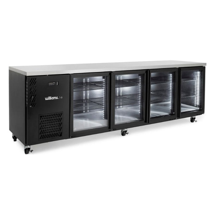 Williams Cameo Mini - Four Glass Door Black Colorbond Under Counter Display Fridge - HCM4UGBHC