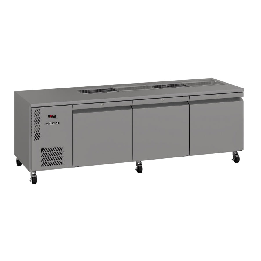 Williams Emerald - Three Solid Door Stainless Steel Under Counter Fridge With Blown Air Well - HE3USSBA
