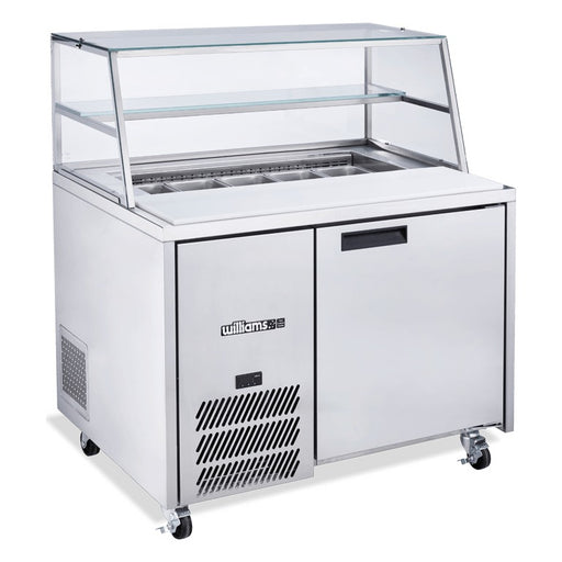 Williams Jade Sandwich - One Door Stainless Steel Prep Counter Fridge With Blown Air Well and Canopy - HJ1SCBASS