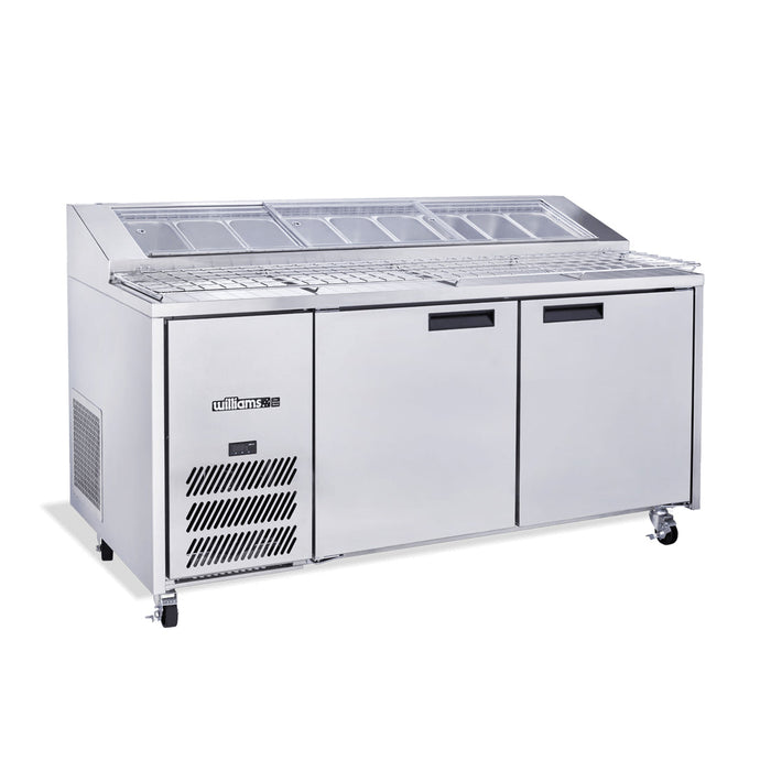 Williams Jade Pizza - Two Door Stainless Steel Pizza Prep Counter Fridge With Blown Air Well - HJ2PCBASS