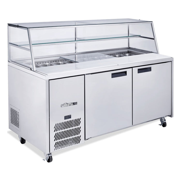 Williams Jade Sandwich - Two Door Stainless Steel Prep Counter Fridge With Blown Air Well and Canopy - HJ2SCBASS