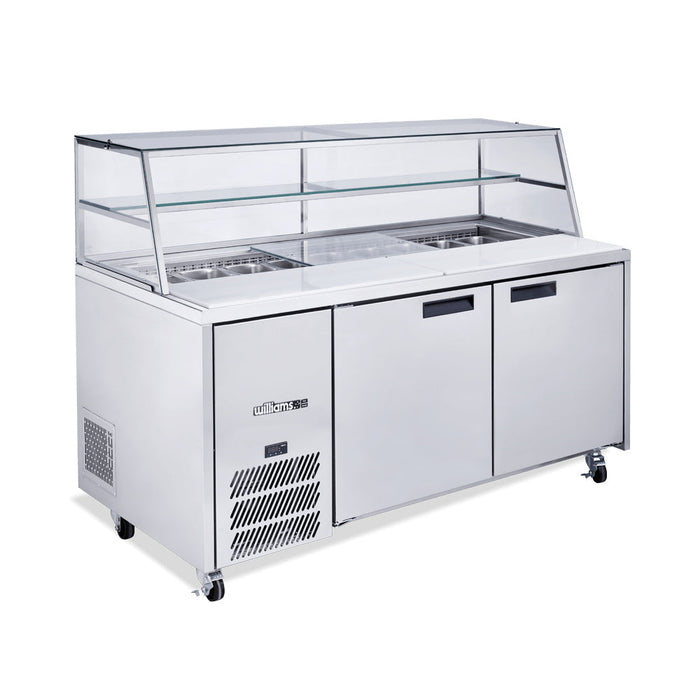 Williams Jade Sandwich - Two Door Stainless Steel Prep Counter Fridge With Blown Air Well - HJ2SCBASS