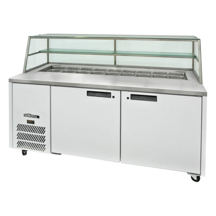 Williams Jade Sandwich - Two Door White Colorbond Prep Counter Fridge With Blown Air Well and Canopy - HJ2SCBA