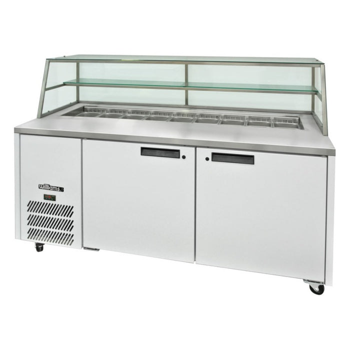 Williams Jade Sandwich - Two Door White Colorbond Prep Counter Fridge With Blown Air Well and Canopy - HJ2SCBA