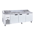 Williams Jade Pizza - Three Door White Pizza Prep Counter Fridge With Blown Air Well - HJ3PCBA