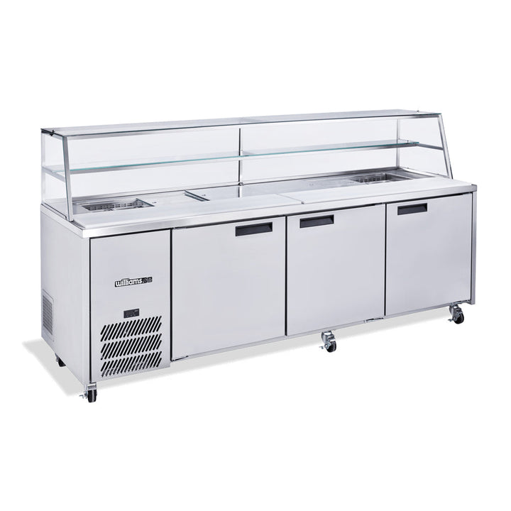 Williams Jade Sandwich - Three Door Stainless Steel Prep Counter Fridge With Blown Air Well - Without Canopy - HJ3SCBASS-000-N