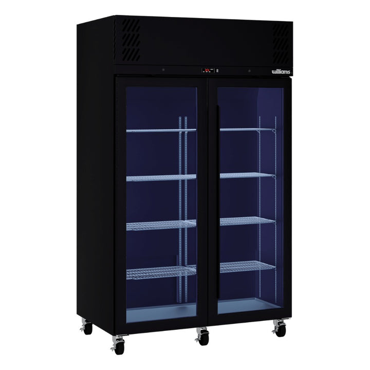 Williams Pearl - Two Glass Door Black Colorbond Upright Display Fridge - HP2GBHC