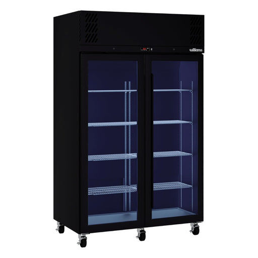 Williams Pearl - Two Glass Door Black Colorbond Upright Display Fridge - HP2GBHC