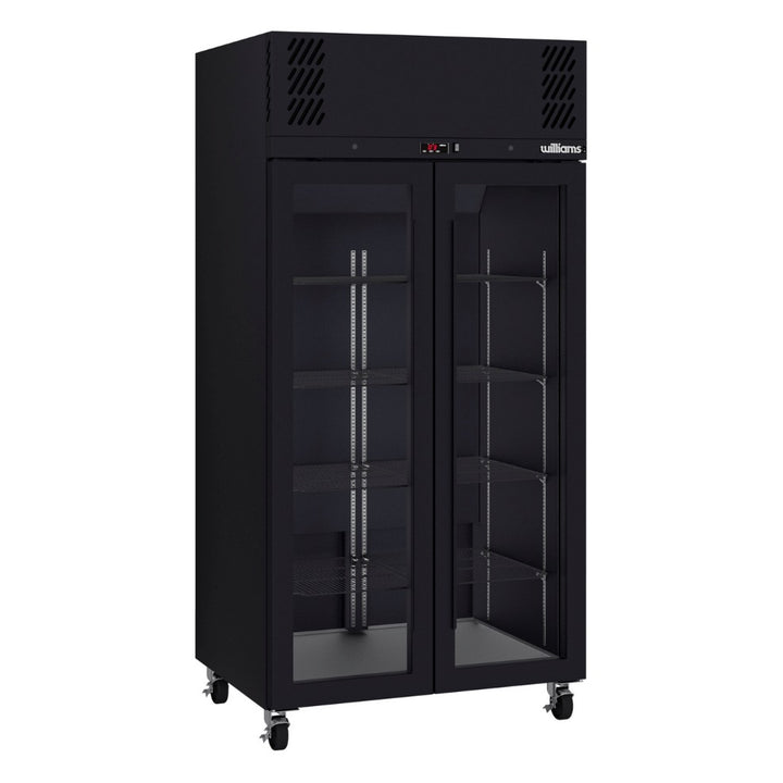 Williams Pearl - Slim Two Glass Door Black Colorbond Upright Display Fridge - HPR2GBHC