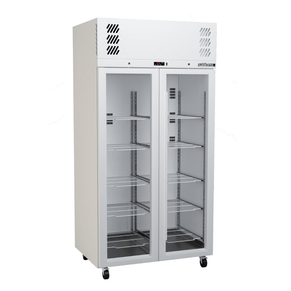 Williams Pearl - Slim Two Glass Door White Colorbond Upright Display Fridge - HPR2GWHC