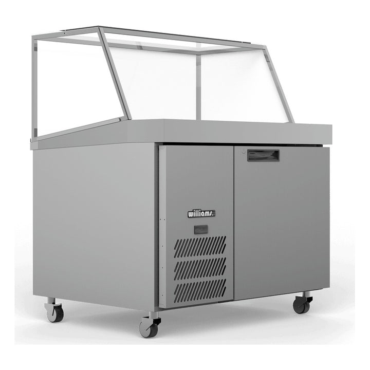 Williams Banksia - One Door Stainless Steel Prep Counter Fridge With Angled Blown Air Well and Canopy - HSP18UBASS