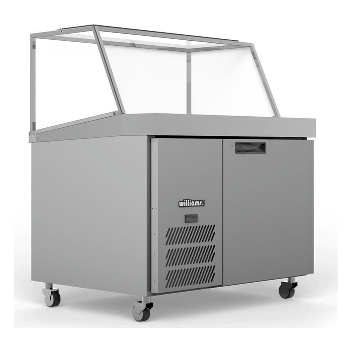 Williams Banksia - One Door Stainless Steel Prep Counter Fridge With Angled Blown Air Well and Canopy - HSP18UBASS