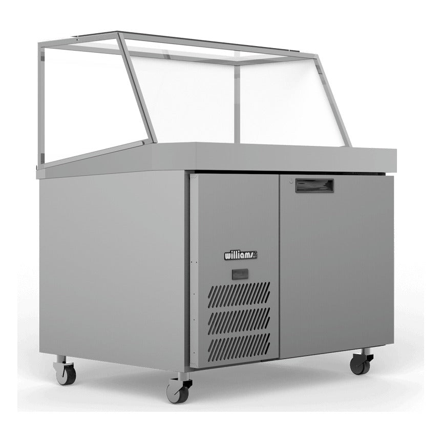 Williams Banksia - One Door White Colorbond Prep Counter Fridge With Angled Blown Air Well and Canopy - HSP18UBA