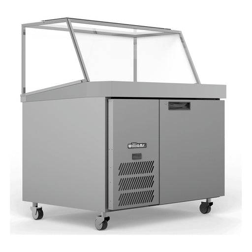 Williams Banksia - One Door White Colorbond Prep Counter Fridge With Angled Blown Air Well and Canopy - HSP18UBA