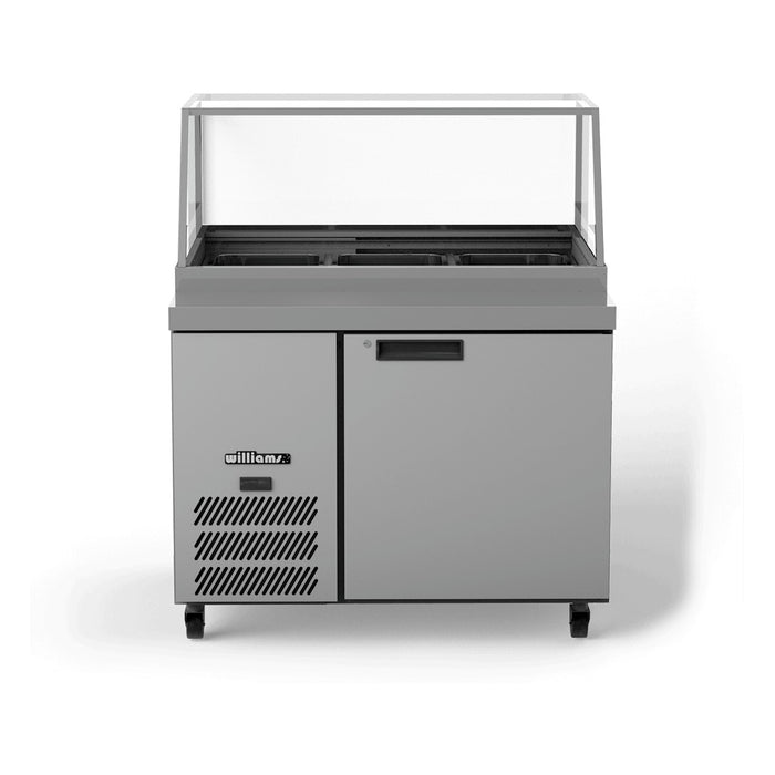 Williams Banksia - One Door Stainless Steel Prep Counter Fridge With Flat Blown Air Well and Canopy - HSP3UBASS