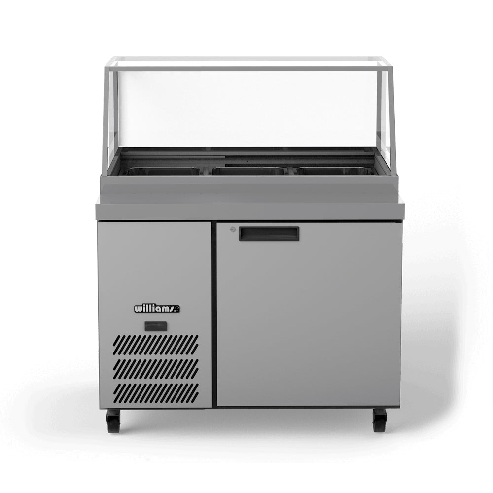 Williams Banksia - One Door Stainless Steel Prep Counter Fridge With Flat Blown Air Well - Without Canopy - HSP3UBASS-000-N