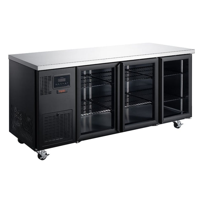 Williams Topaz Under Counter - Three Door Black Under Counter Glass Door Fridge - HTU3GBHC