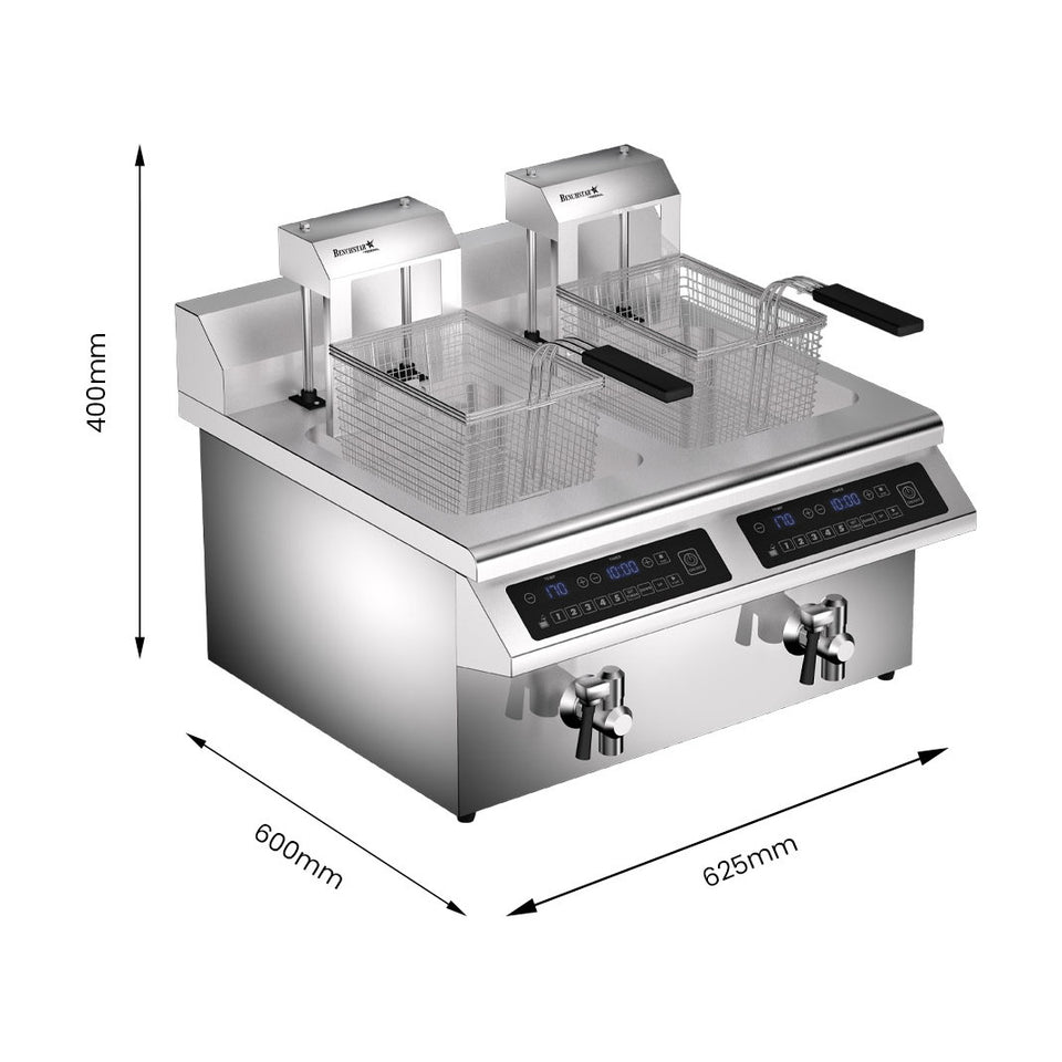 Benchstar Double Tanks Auto Lifting Induction Fryer - IF7000D-AL