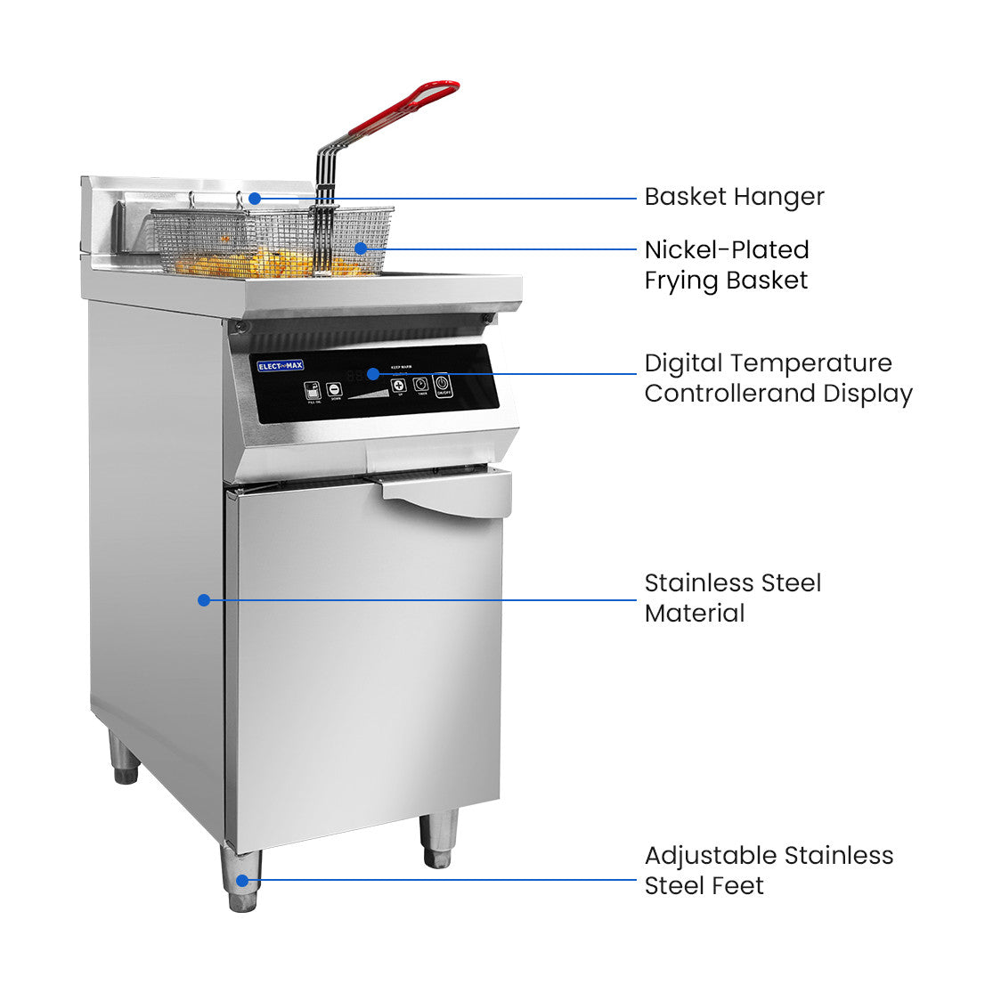 Electmax 700 Series Induction Single Fryer with Splashback - IFS7-30L