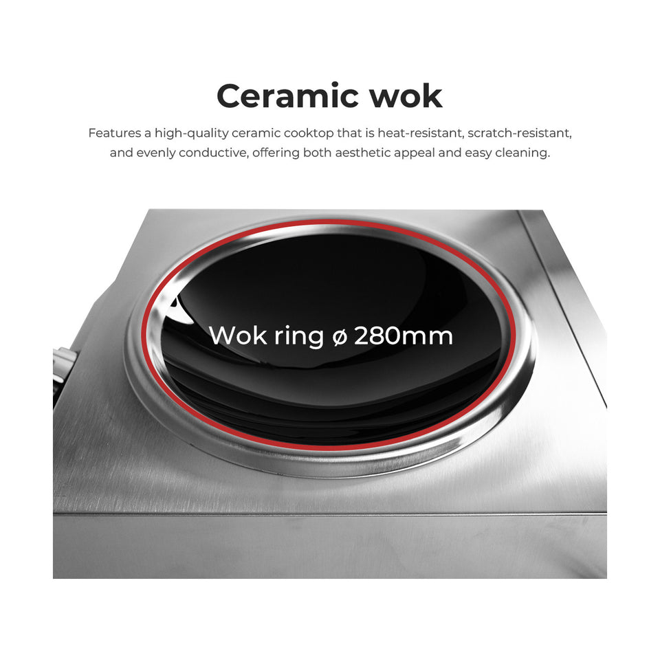 Benchstar Ceramic Induction Wok w/ Stainless Steel Body - IW500