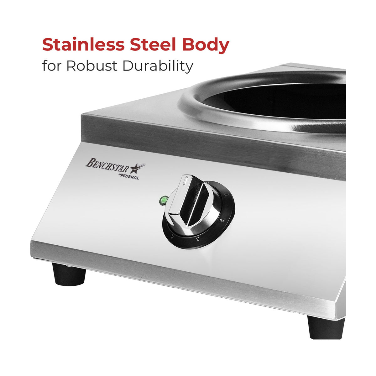 Benchstar Ceramic Induction Wok w/ Stainless Steel Body - IW500