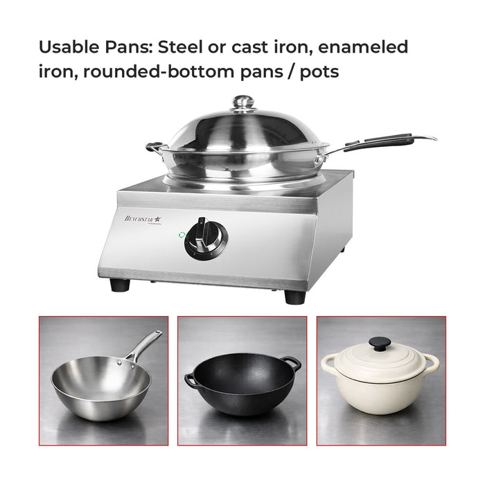 Benchstar Ceramic Induction Wok w/ Stainless Steel Body - IW500
