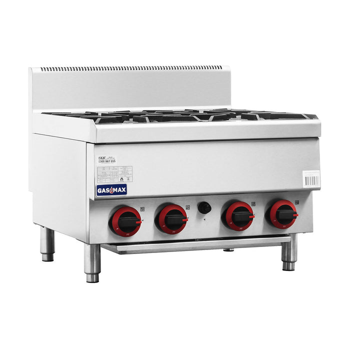 Gasmax Benchtop Natural Gas 4 Burner Cooktop with Splashback - JUS-TR-4B
