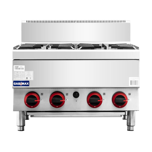Gasmax Benchtop Natural Gas 4 Burner Cooktop with Splashback - JUS-TR-4B
