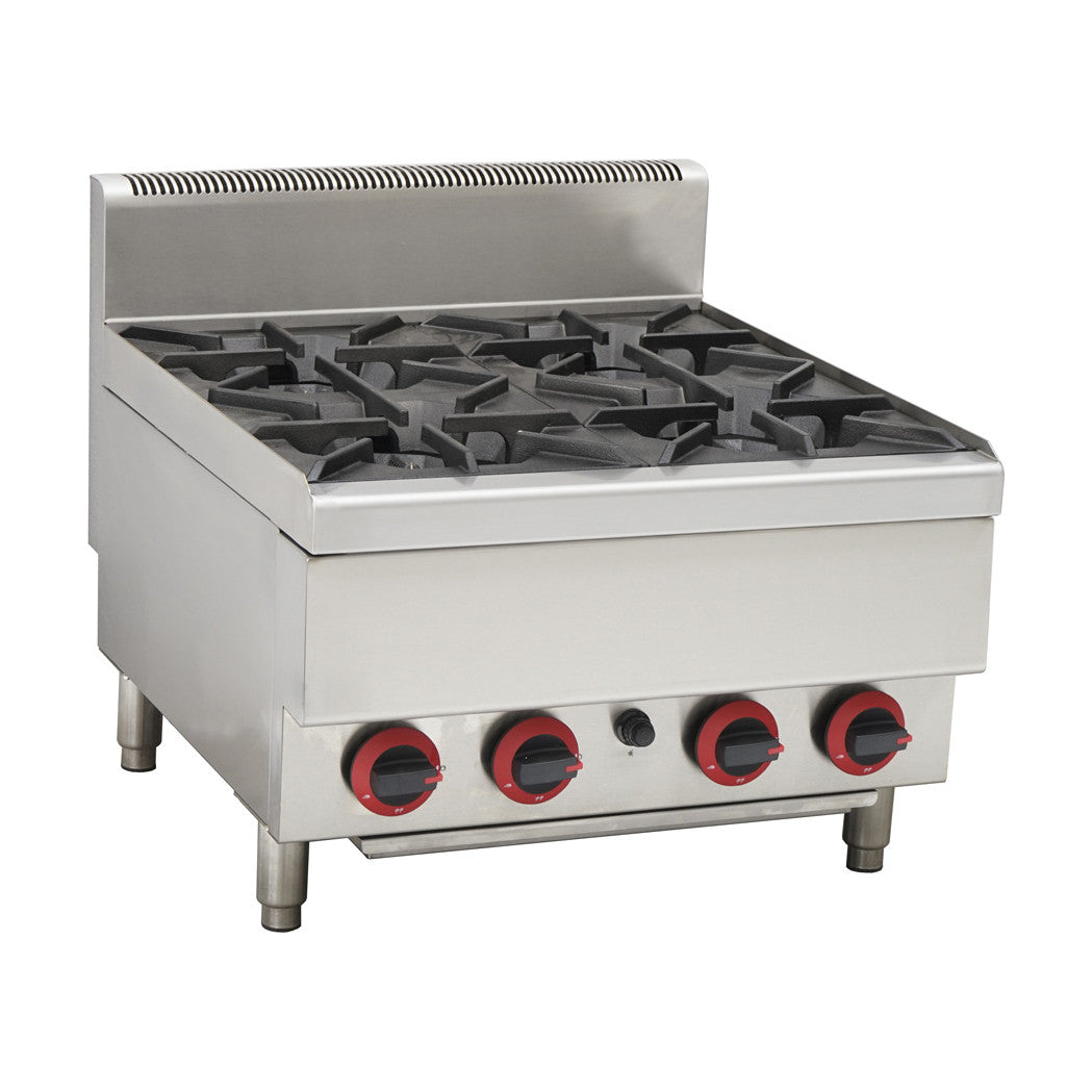 Gasmax Benchtop LPG 4 Burner Cooktop with Splashback - JUS-TR-4BLPG