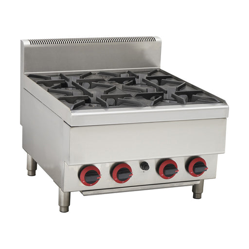Gasmax Benchtop LPG 4 Burner Cooktop with Splashback - JUS-TR-4BLPG