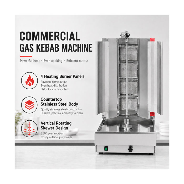 Gasmax Semi-automatic 4 Burner Natural Gas Kebab Machine - KB-4