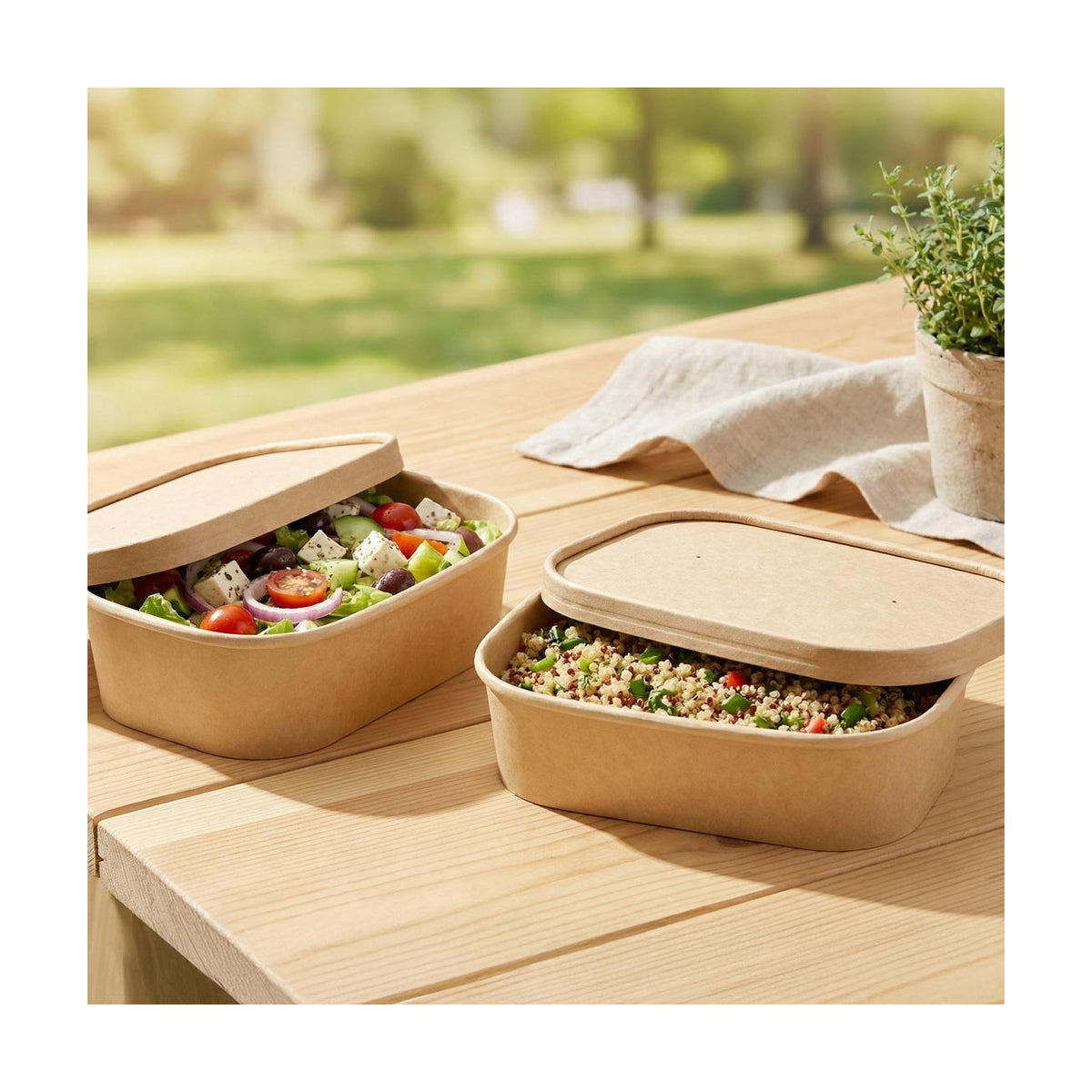 PakMax 750ML Kraft Paper Rectangular Bowl - KPRB-650-120