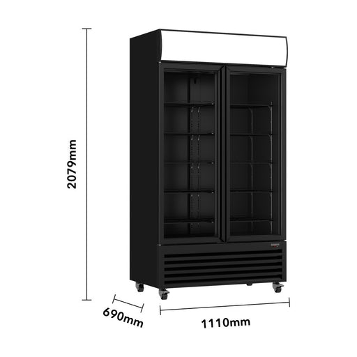 Thermaster Colourbond Upright Beverage Fridge 2 Doors Black 885L - LG-1000BP