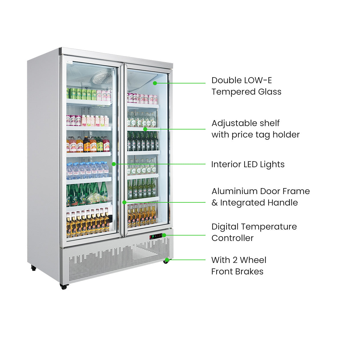 Thermaster Double Door Supermarket Fridge 1081L - LG-1000GBM