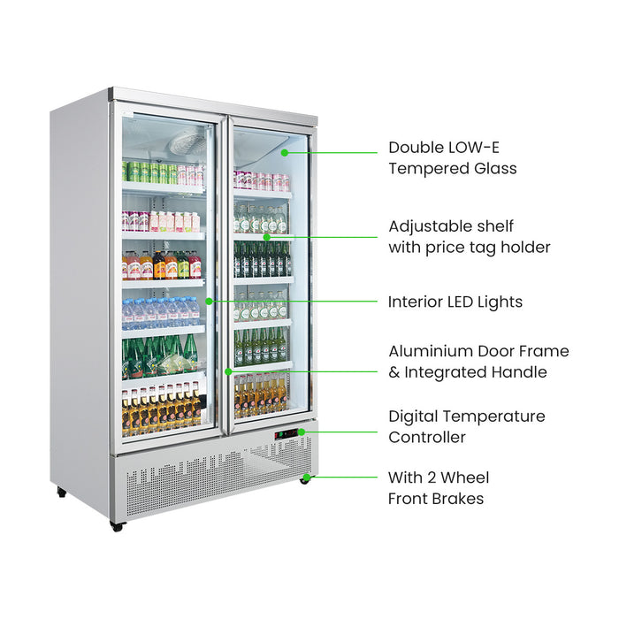 Thermaster Double Door Supermarket Fridge 1081L - LG-1000GBM