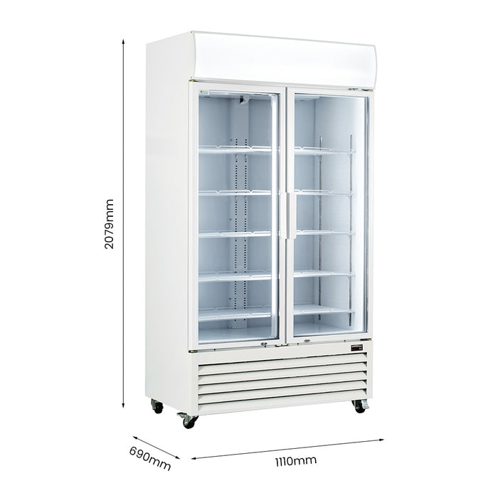 Thermaster Colourbond Upright Beverage Fridge 2 Doors White 885L - LG-1000P