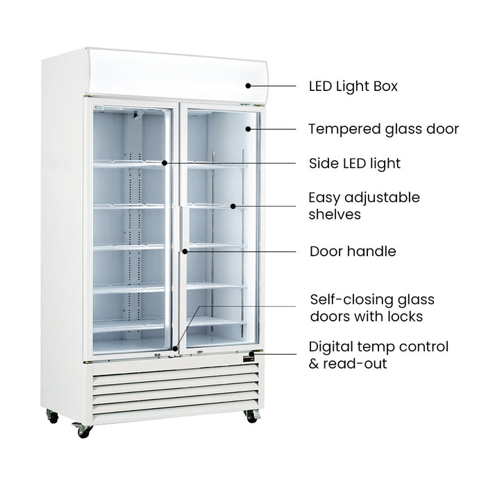 Thermaster Colourbond Upright Beverage Fridge 2 Doors White 885L - LG-1000P