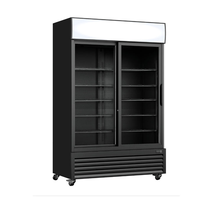 Thermaster Two Sliding Glass Door Colourbond Upright Drink Fridge Black 862L - LG-1000SDBP