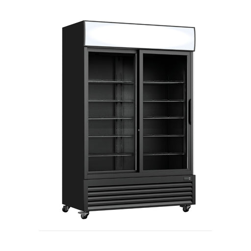 Thermaster Two Sliding Glass Door Colourbond Upright Drink Fridge Black 862L - LG-1000SDBP