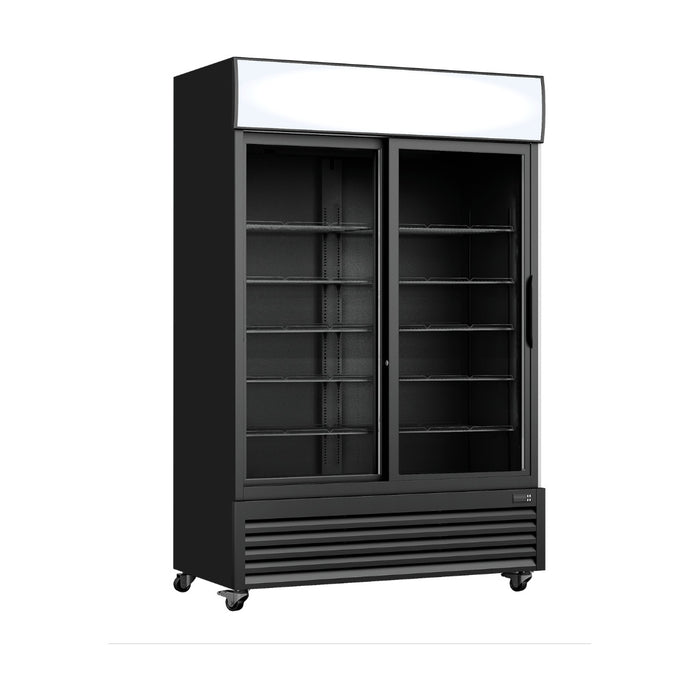 Thermaster Two Sliding Glass Door Colourbond Upright Drink Fridge Black 862L - LG-1000SDBP