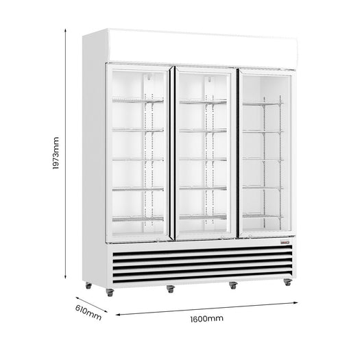 Thermaster Three Glass Door Colourbond Upright Drink Fridge 1200L - LG-1203P