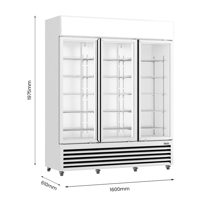 Thermaster Three Glass Door Colourbond Upright Drink Fridge 1200L - LG-1203P