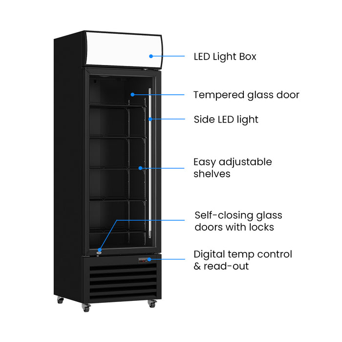 Thermaster 1 Glass Door Colourbond Upright Drink Fridge 370L - LG-370BP