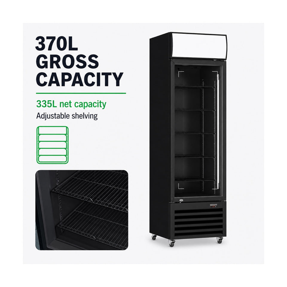 Thermaster 1 Glass Door Colourbond Upright Drink Fridge 370L - LG-370BP