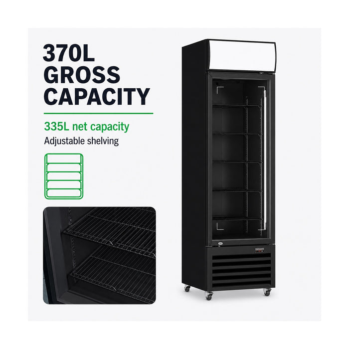Thermaster 1 Glass Door Colourbond Upright Drink Fridge 370L - LG-370BP