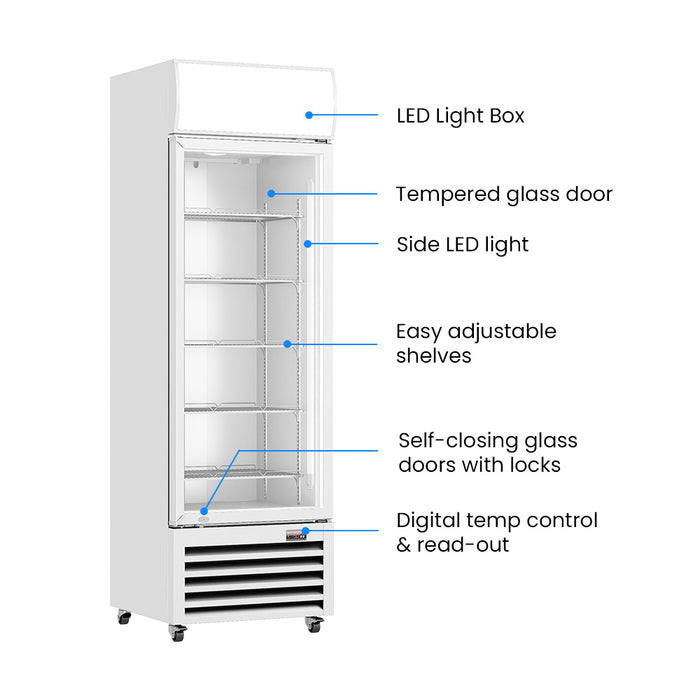 Thermaster Single Glass Door Colourbond Upright Drink Fridge 370L - LG-370P