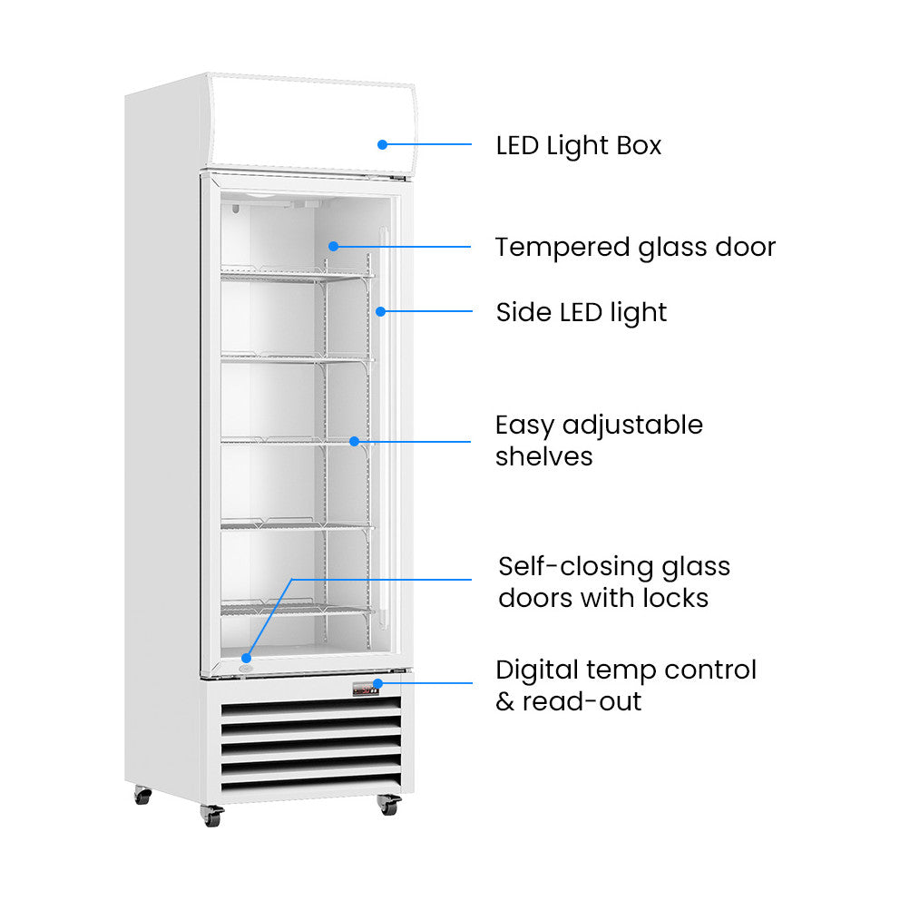 Thermaster Single Glass Door Colourbond Upright Drink Fridge 370L - LG-370P
