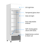 Thermaster Single Glass Door Colourbond Upright Drink Fridge 370L - LG-370P