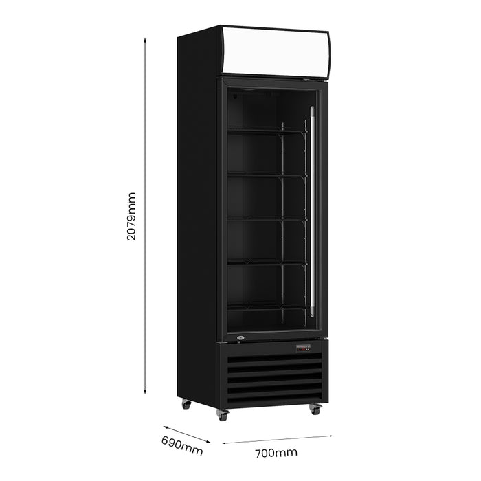 Thermaster Single Glass Door Black Colourbond Upright Drink Fridge 540L - LG-540BP
